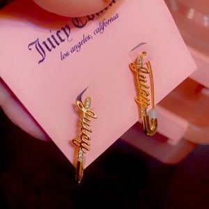 Brand new Juicy Couture gold safety pin earrings